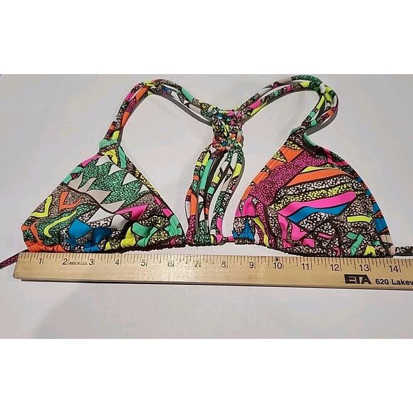 GOSSIP Bikini Top Printed Multicolor Abstract Size Medium Tie Straps - Picture 5 of 7